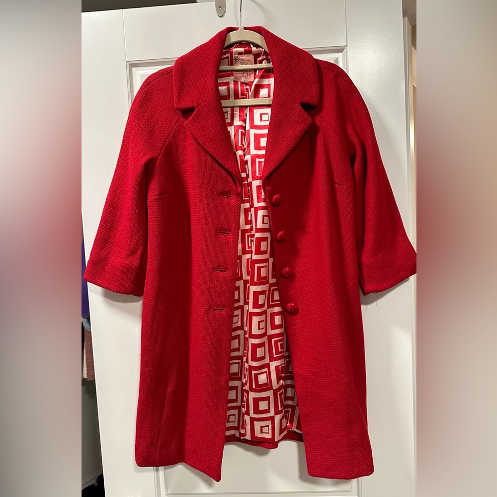 Women’s Tulle Red Pea Coat